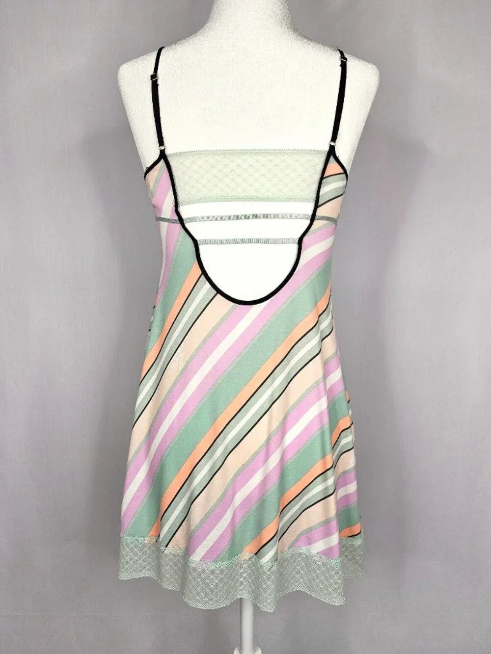 Victoria's Secret Slip Nightgown | Pastel Stripe Lace Chemise | Size XS